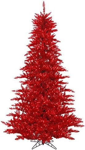 Изкуствена Коледна елха от Червен Смърч Vickerman 5.5' с 400 Червени Гирлянди - Изкуствена Червена Коледна елха - Сезонен Декор за дома