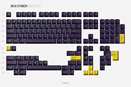 Набор от клавиши DROP DCX Cyber Keycap, ABS-матрица Doubleshot, клавиатура в стил Cherry MX, съвместима с 60%, 65%, 75%, TKL, WKL, в пълен размер, 1800 подредбата и повече, лилаво