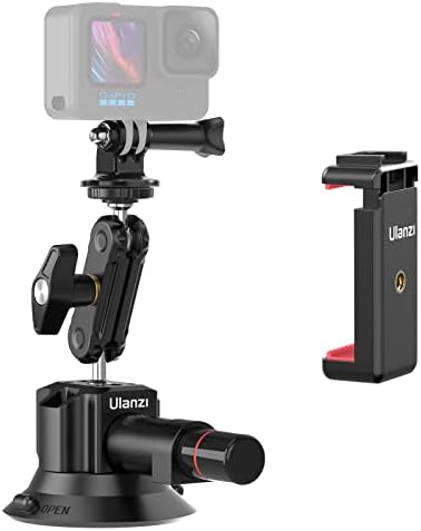 UURig SC-01 Определяне на присоске 3за екшън камери за видеоблогинга, Кола закрепване със скоба за за смартфон iPhone 14 13 Pro Max, адаптер за монтиране Magic Рамо На 1/4, Десктоп зак