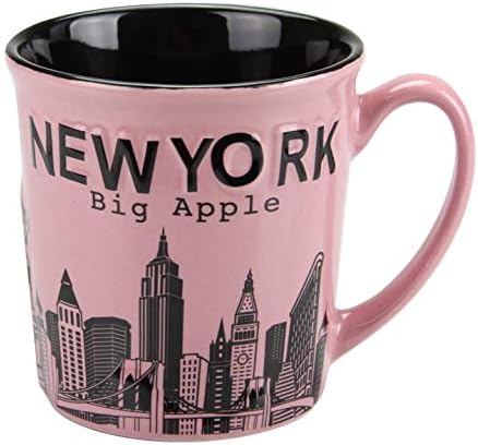 Керамични чаши Torkia - New York Big Apple City Skyline Jumbo - 12 унции (Розови)