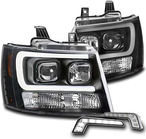 ZMAUTOPARTS За 2007-2013 Chevy Avalanche/Suburban/Tahoe LED DRL Черни Проекторные Фарове с 6,25 Бял led DRL