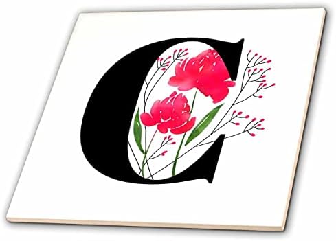 3dRose 3DRose Mahwish - Monogram - Изображение С - образна плочки с цветя монограм (ct-371761-4)