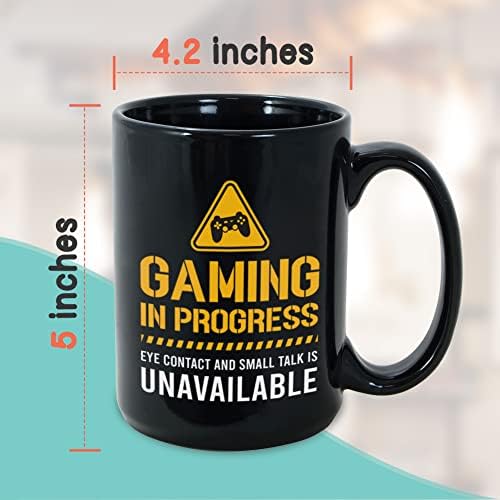 Кафеена чаша Bubble Hugs Gamer Coffee Mug - Игрален напредък - видео игра Забавен Хумор, Сарказъм Цитат 15 грама Черен