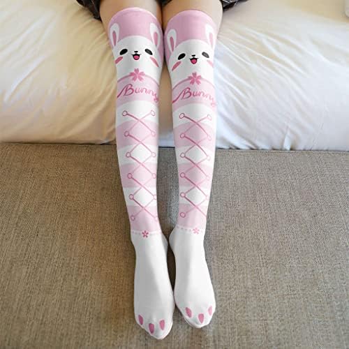kaixinbukaixin Дамски Чорапи до бедрото, в стил Лолита Kawai, Чорапи с Модел на Заек и Медуза от Аниме, 2
