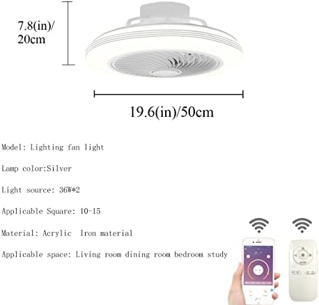 Безшумен вентилатор NEOCHY с потолочным осветление Спалня 3 Цвята, с регулируема яркост, с дистанционно управление Модерен Вентилатор за хола Тавана лампи с таймер Вентилатор за хранене с потолочным осветление