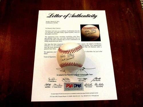 Лео Дюрочер Еди Машини Ню Йорк Джайентс Копито Подписа Автограф Vtg Onl Baseball Psa - Бейзболни топки с автографи