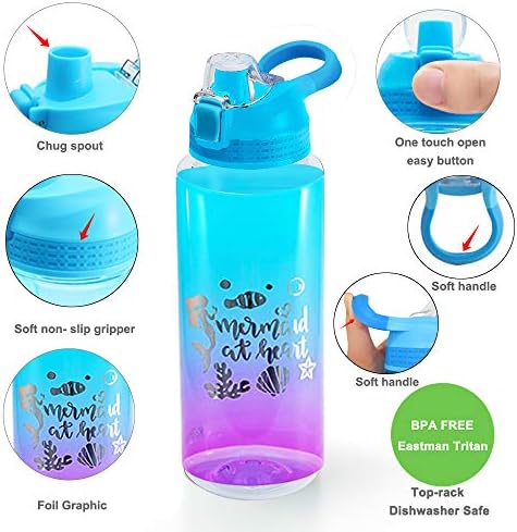 Home Tune Овални бутилка за вода с обем 32 грама - Без Тритана и Бисфенол А, Автоматична Откидывающаяся на кутията, надежден заключване, които лесно Откриване, лека, Запечатани Бутилка за вода с приятен дизайн За момичета