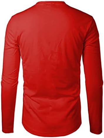 Xiloccer Мъжка Мода Случайни Спорт Фитнес на Открито Извити Подгъва Плътен Цвят през Цялата Оформление на Шията Блузи с Дълъг Ръкав за Мъже Горната Риза