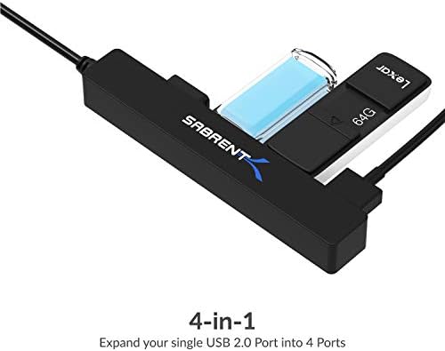 SABRENT 4 Порта Преносим USB 2.0 Hub + USB Type-A до 3,5 мм Двухфункциональный аудио жак Активен Адаптер 20 Кабел