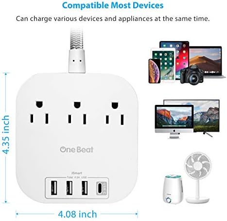 Комплект подложки за хранене, 3 Гнезда, 4 USB (4.5 A) и мрежов филтър, 5-Широко Разположени търговските Обекти, Плосък вилица подложки за хранене с 5-футовым Тъкани удлинителем за круизни лайнери, къща, офис, изброени