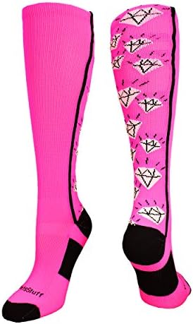 Чорапи за софтбол MadSportsStuff с диаманти за момичета по-горе телета (различни цветове)