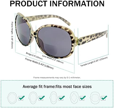 Eyekepper Спестете 10% на 2 опаковки бифокальных слънчеви очила Sunshine Readers Fashion Oversize Розовата Костенурка + 1.50