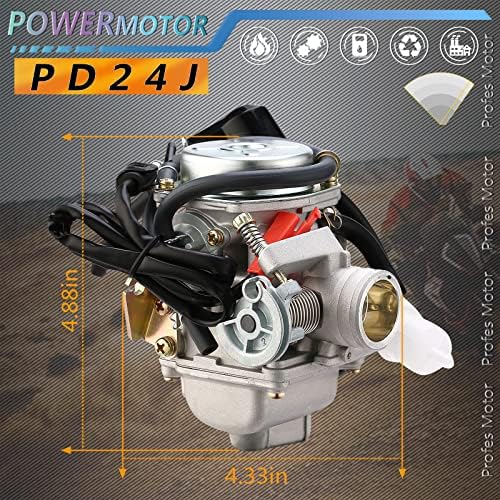 Карбуратор PowerMotor PD24J за 4-Тактного GY6 125cc ATV 150cc Картинг Скутер Мотопеди QMJ/QMI157 QMJ/QMI152 - Диаметър на всмукателния колектор 24 мм PD24J съдържание на Въглехидрати