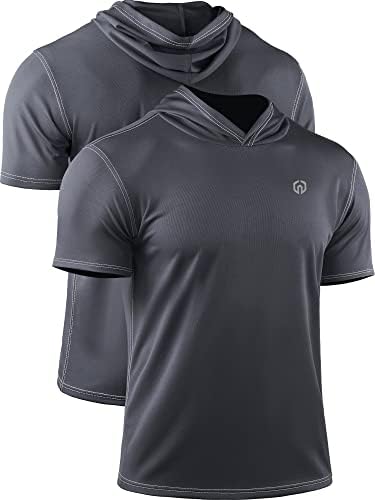 Мъжка тениска за бягане NELEUS, 3 Опаковки Етажа на Спортни Блузи на Сухо, Намаляване с Качулки