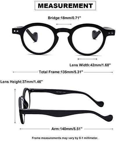 RESBLU 5 Опаковане. Очила За четене Мъжки Дамски Ретро Кръгла Кутия Панти Леки Ридеры + 2,0 Удобни Очила За Далекогледство