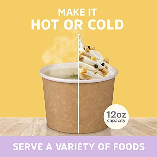 Хартиени чашки за сладолед Promora 12 мл за Еднократна употреба, чаши за Еднократна употреба за топла супа или десерт с лъжици, са подходящи за топли и студени ястия, Еднократни купички за супа, за Еднократна употреба