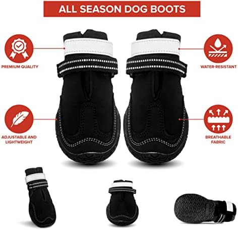 Обувки за кучета PECCI за малки, средни и големи кучета - Непромокаеми обувки за кучета и защита на лапите - Обувки за кучета за летния горещ асфалт, дъжд, Сняг, паркет, разходки - Нескользящая гумена подметка - Черен