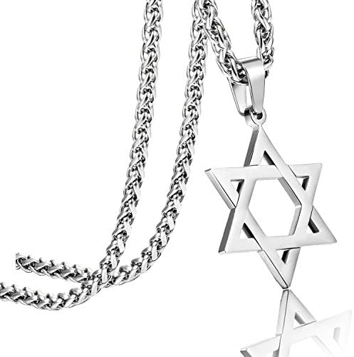 Удалин Звездата на Давид Висулка Колие От Неръждаема Стомана Еврейски Бижута за Мъже Жени Религиозни 20