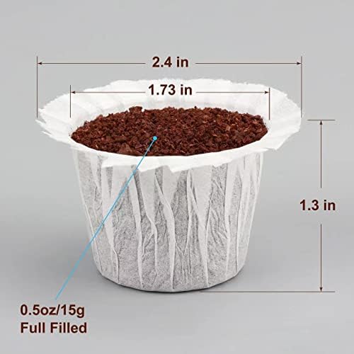 Еднократни филтри за кафе, 200 броя Филтърна хартия за кафе за Keurig на пивоварите Single Serve 1.0 и 2.0 Подходящ за всички марки Многократно чаши K (една чаша kcup е включен в комплекта)) (бяла, 200)