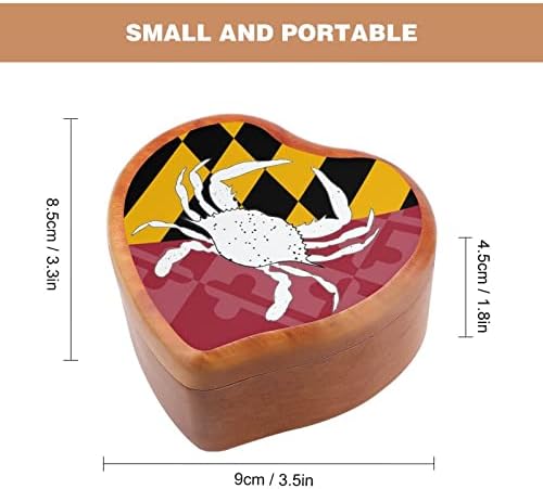 Мериленд флаг раци дърво музика антични ковчег с надпис Музикална ковчег подаръци за рожден ден, Коледа, Деня на Благодарността