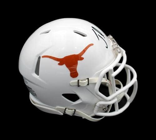 Мини-каска Texas Longhorns Speed White NCAA с автограф Джамаала Чарлз - мини-каски за колеж с автограф