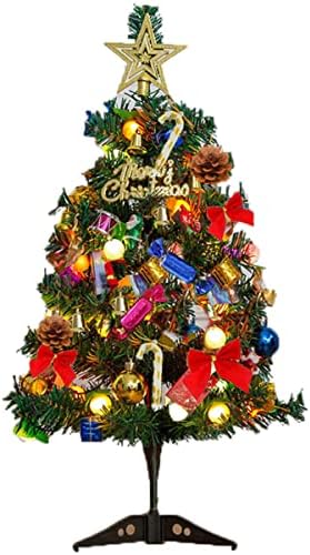 20Мини Коледна елха, Изкуствена мини Коледно дърво със светлини, Настолна Коледно дърво с Подарочными кутии от борови шишарки и шариковыми украшения за коледни подаръци Направи си сам (SYS101-сай)