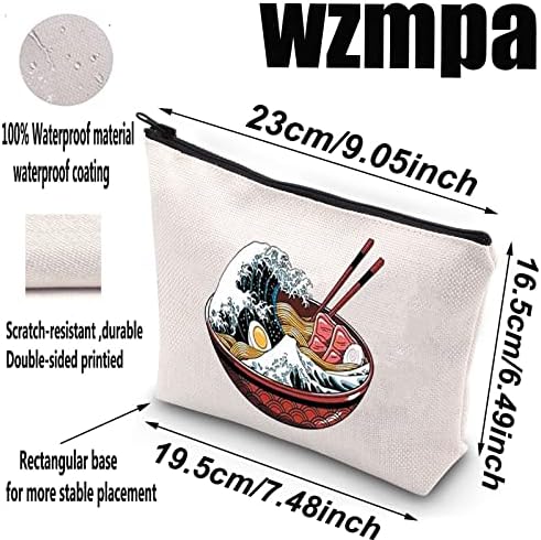 Косметичка за грим WZMPA Ramen Wave, Подарък за феновете на Рамена, Художествена Чанта за грим Ramen Wave, Чанта с Цип За Приятелите и Семейството си (Ramen Wave)