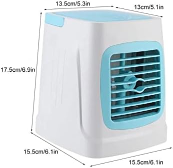 Овлажнител на въздуха RENSLAT Преносим Мини-Овлажнител на Въздуха, Охлаждащ Вентилатор Многофункционално USB led Охладител на Въздуха за Дома, Спални, Офис Настолен Вентилатор Ventilador (Цвят: синьо)