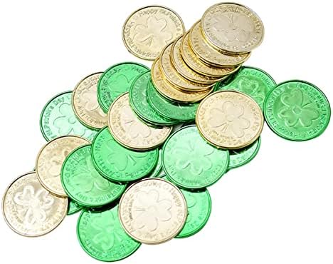 Пластмасови монети за Деня на Св. Патрик, 260 парчета от Златни и зелени Монети с Трилистником на Късмет за Празнични декорации за Деня на Св. Патрик (Зелени)