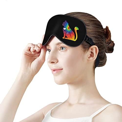 Маска за очи Вратовръзка Боядисват Cat with Heart Sleep Eye Mask Меки Калъфи за очите, Блокер Светлина, Превръзка на очите и с Регулируема Каишка за Спане по време на Пътуване