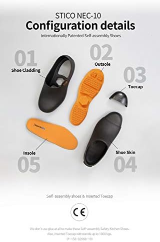 Мъжки нескользящая обувки готвач Stico НЕК-10 с пръсти, Професионална Нескользящая Работна обувки, Самосглобяването, Съответства на размера