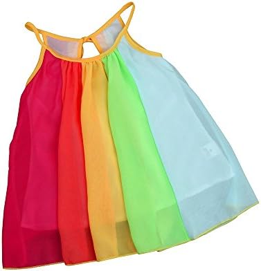 AnFeng / Облекло на Принцеса за момиченца, Шифоновые рокли пачки Без ръкави, с Преливащи се цветове Рокли за малки момичета, Летни (многоцветни, 100)