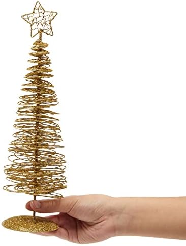 2 Опаковане на Малки Златни дърво коледна украса за Празнично декор плотове (3x10,5 инча)