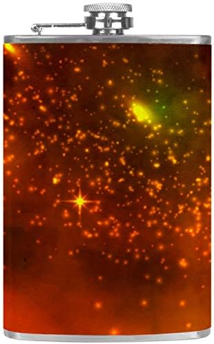 Фляжка за алкохол от Неръждаема Стомана Запечатани с Фуния 7,7 унция в Кожа Джоба една Чудесна Идея за подарък Фляжка - Galaxy Stars