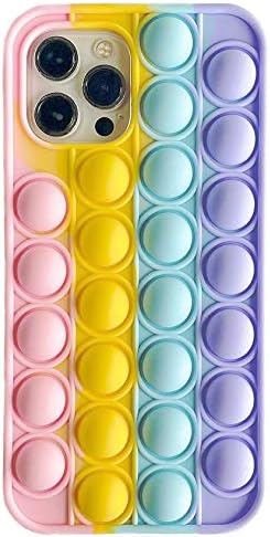Simple Push Pop Bubble Fidget Sensory Case за iPhone 8-Сензорен калъф Push Pop Bubble Fidget, Калъф за облекчаване на тревожност при аутизма Bubble Popper, Силиконова Открита играчка за деца и възрастни (iPhone8, Rainbow1)