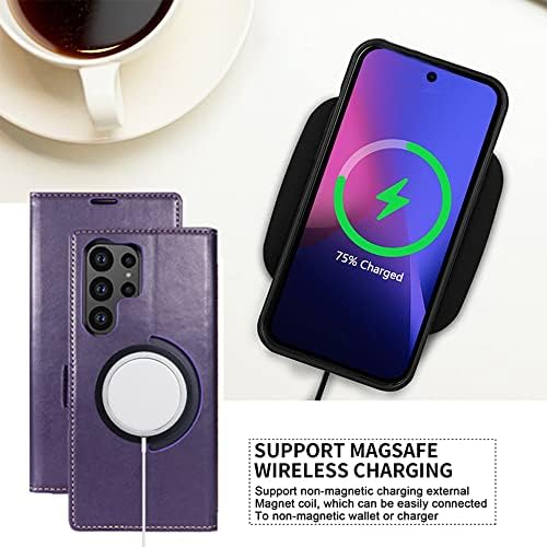 Чанта-портфейл Vitodo за Galaxy S23 Ultra, Калъф от изкуствена кожа, Вграден Метален кръг, който е Съвместим с MagSafe, слот за карти с RFID заключване, Противоударная поставка за Samsung Galaxy S23 Ultra 5g (2023)-