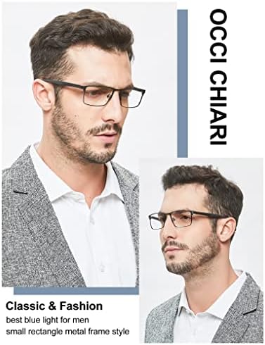 Очила OCCI CHIARI със синя светлина за мъже - Компютърни очила за мъже - Черна рамки за очила - точките за мъже