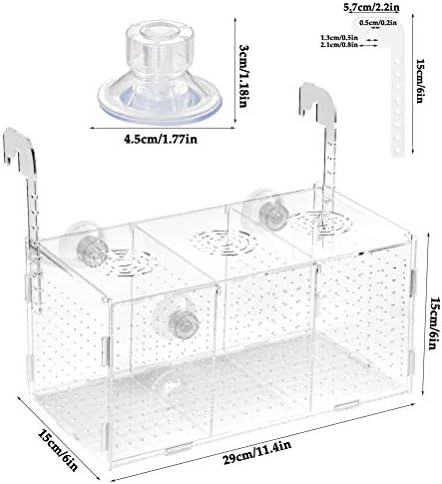 Кутия за Отглеждане на риба ATPWONZ, Акрилна Кутия За Изолация Риби, Аквариумный Инкубатор с вендузи за Новородени Изпържи, Скариди, Риба-Клоун Гупи, Агресивни Риби, на 11.5 x 6 x 6