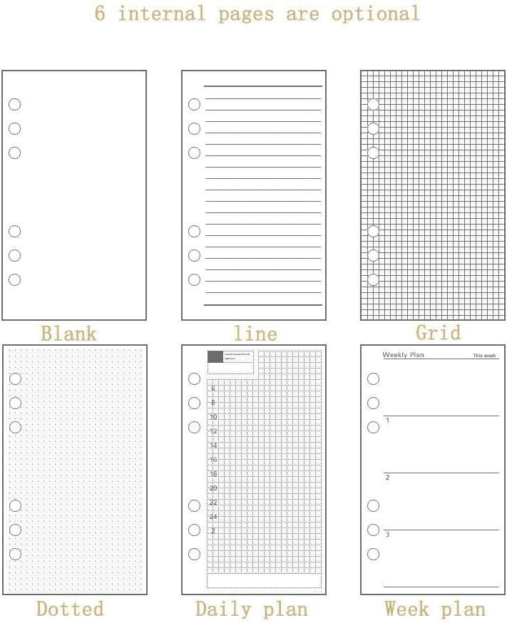 N/A A5 Скъпа Плат на точки, 6 дупки, Спиральное пръстен, Бележник за подвързване, Канцеларски материали, Ученически принадлежности, Празна Линия на Окото, Плановик грах (Цвят: A Размер на Страница, седмичен план)