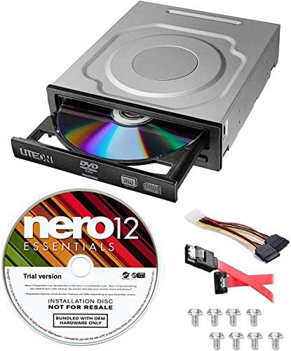 Вграден DVD+/-RW диск Lite-On 24X, SATA Оптично устройство IHAS124-14 + софтуер за записване Nero 12 Essentials + Комплект кабели Sata