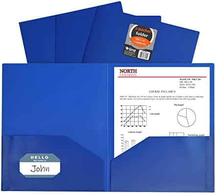 Здраво Поликарбонатный портфейл C-Line с две джобове За документи с формат Letter, С отделения за визитни картички, 1 кутия за дискове 25 папки, синьо (33955-25)