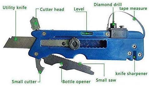 Резервни части за инструменти на Улицата Подпори Нож за Стъклени Плочки и Пластмаса Многофункционален Шестиколесный Инструмент За Рязане на Метал с Измервателна Линия - (Цвят: синьо)