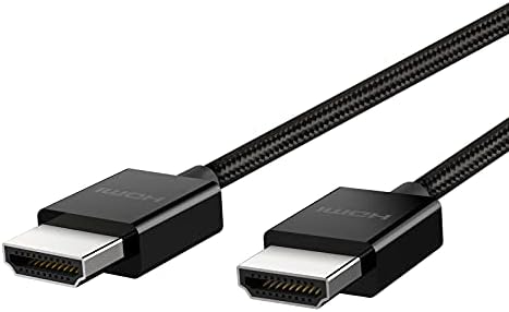 Кабел Belkin Ultra HD HDMI 2.1 с сверхскоростным кабел HDMI 3,3 ft / 1 М - 4 Към, сплетен кабел HDMI 2.1 48 gbps, поддръжка на Dolby Vision HDR и 8 Към @ 60 Hz, съвместим с Playstation, PS4, PS5, Xbox Series X и други