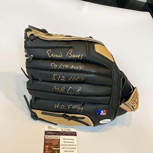 Бейзболна ръкавица, с голям надпис израстване в кариерата Ърни Бэнкса, ръкавици MLB с автограф от JSA COA