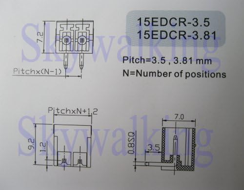 10 Бр Стъпка 3,5 mm Ъгъл 3-ходова/пинов Конектор Винтова Клеммной подложки с Ъглов контакт Зелен Цвят Сменяем Тип Skywalking