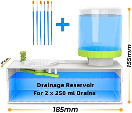 Средство за Промивка на четки, Многофункционално Средство за Промивка на Четки с бутон, Препарат за почистване на Четки за Циркулация на Акрилни, Акварельных мастила и мастила на водна основа с 6 Четки за рисуване (Зелен)...