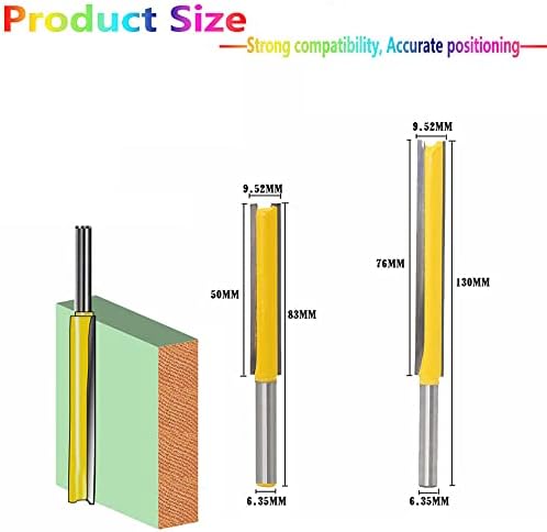 2 БР. Набор от преки Фрезоване Бита, 1/4 Инчов Джолан с Двойна Канавкой Директно на Парче, Fresa От Волфрамов карбид, Удължен Модел За Промиване Резитба, Дървообработващи инструменти