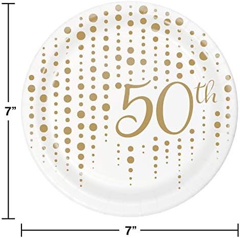Творчески Преобразующие Десертни Чинии Sparkle and Gold Shine до 50-та годишнина от рождението, 7 инча