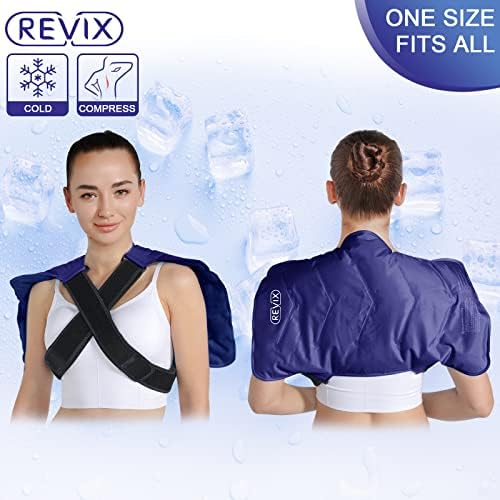 REVIX XL Пакет с лед на рамото си и Голям пакет с лед за облекчаване на болки в гърба, Дълга степента на рамото, Студени компреси при травми на раменете, бедрата, краката, Тайна с лед Терапия на студени компреси