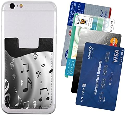 Държач за карти OCELIO за задната част на телефона, Кожен държач за карти, съвместим с Iphone, Android и повечето музикални телефони